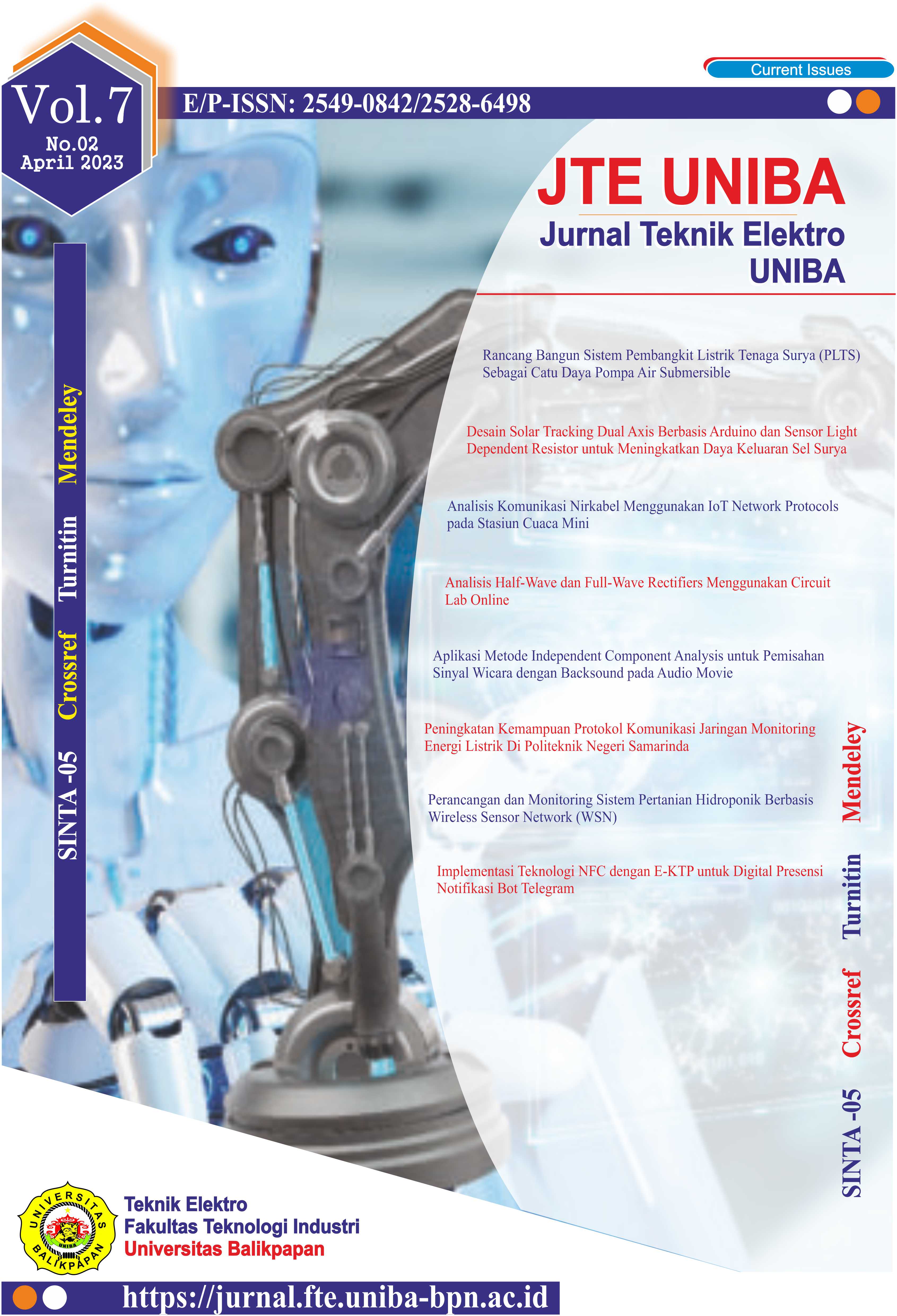 					View Vol. 7 No. 2 (2023): JTE UNIBA (Jurnal Teknik Elektro Uniba)
				